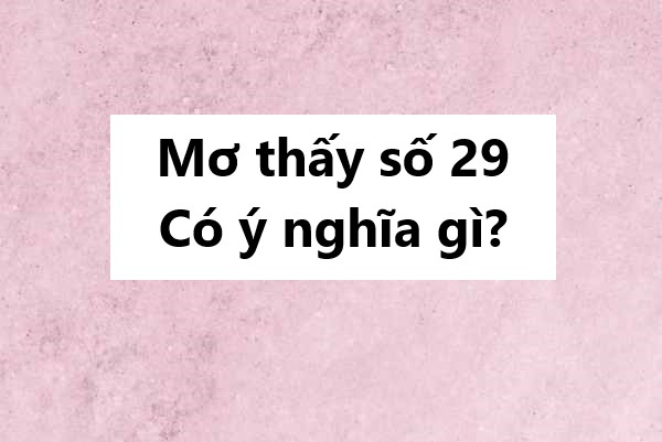 Mơ thấy số 29 có ý nghĩa gì?
